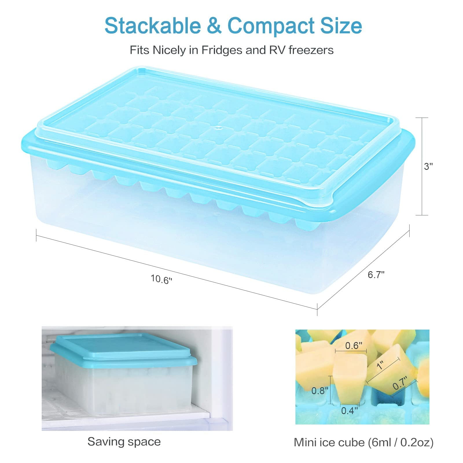 Mini Ice Cube Tray for Freezer: FDDBI Small Ice Trays for Freezer with Bin  - 135×4PCS Easy Release Nugget Ice Tray - Crushed Ice Tray with Container