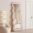 thumbnail image 2 of Nefoso Wavy Full Length Mirror, Freestanding Floor Mirror with Stand, 65"x24" Wall Mounted Mirror for Bedroom,Beige and Pink, 2 of 9