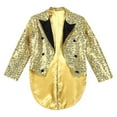 thumbnail image 4 of Haitryli Kids Boys Sequins Tuxedo Suit Jacket Swallowtail Tailcoat Blazer Gentleman Wedding Party Outfit Gold 12, 4 of 8