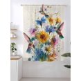 thumbnail image 2 of Sheer Curtains 72 Inches Long, Hummingbird Semi Sheer Curtains Light Filtering Window Treatment, Spring Vintage Oil Painting Sunflowers Beige Privacy Voile Drapes for Living Room Bedroom 52x72 Inch, 2 of 7
