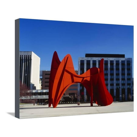 Alexander Calder Sculpture - Sculpture in Front of a Building, Alexander Calder Sculpture, Grand Rapids, Michigan, USA Stretched Canvas Print Wall Art