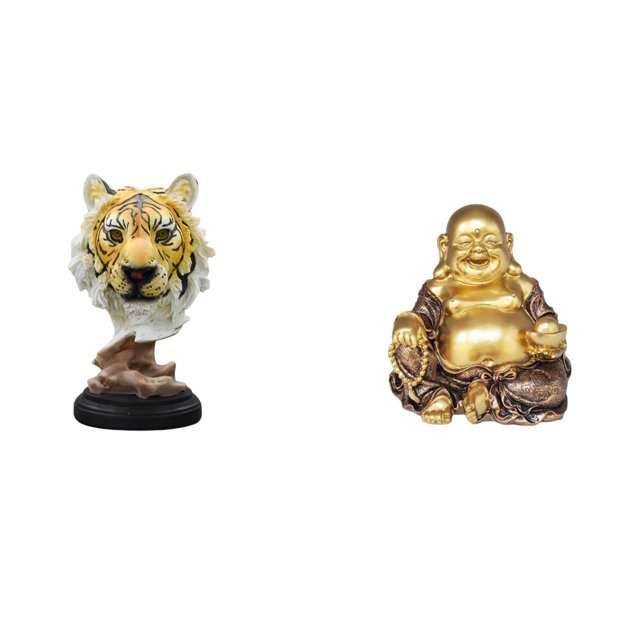 Escultura de mesa,Escultura de cabeza de tigre Estatua moderna de sobremesa,Figura de cabeza de animal para decoración de escritorio de resina.,Estatua de Buda,Figuras de estatuas de Buda