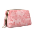 thumbnail image 2 of Large Clutch Leather Makeup Bag, Pink Butterfly Art Design Travel Toiletries Bag, Ladies Cosmetic Storage Bag, 2 of 8