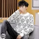 thumbnail image 4 of Ropa para hombre, jerseys negros, suéteres de punto con gráficos para hombre, moda coreana empalmada, un diseñador de lujo 2024, ajuste holgado, tejido informal, 4 of 5