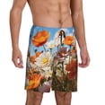 thumbnail image 2 of Tideii Vibrant Field Of Blossoms Print Men's Short Pajama Pants, Elastic Pocket Summer Pajama Pants Sleepwear, Lounge Pants-XX-Large, 2 of 6