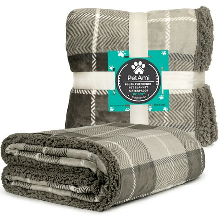 UPC: 0619775266933 | PetAmi Waterproof Dog Blanket For Small Medium Dog  Pet Puppy Blanket Couch Cover Protection  Sherpa Fleece Cat Blanket Couch Sofa Bed Furniture Protector Reversible Soft Washable 29×40 Plaid Taupe