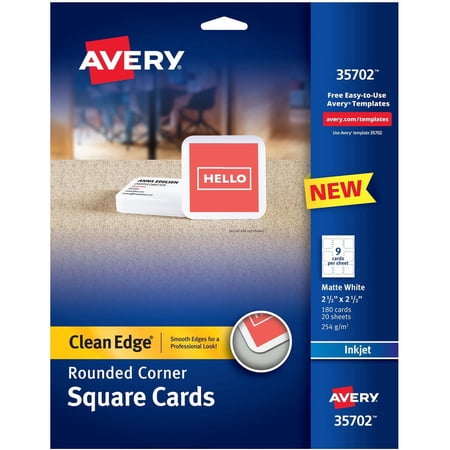 Avery® Clean Edge Inkjet Printable Multipurpose Card - White - 110 Brightness - 2 1/2 x 2 1/2 - 93 lb Basis Weight - 254 g/m² Grammage - Ma | Bundle of 2 Packs