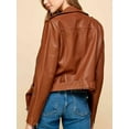 thumbnail image 3 of Made by Johnny Women's Asymmetrical Faux Lether Belted Moto Jacket XL CAMEL, 3 of 5