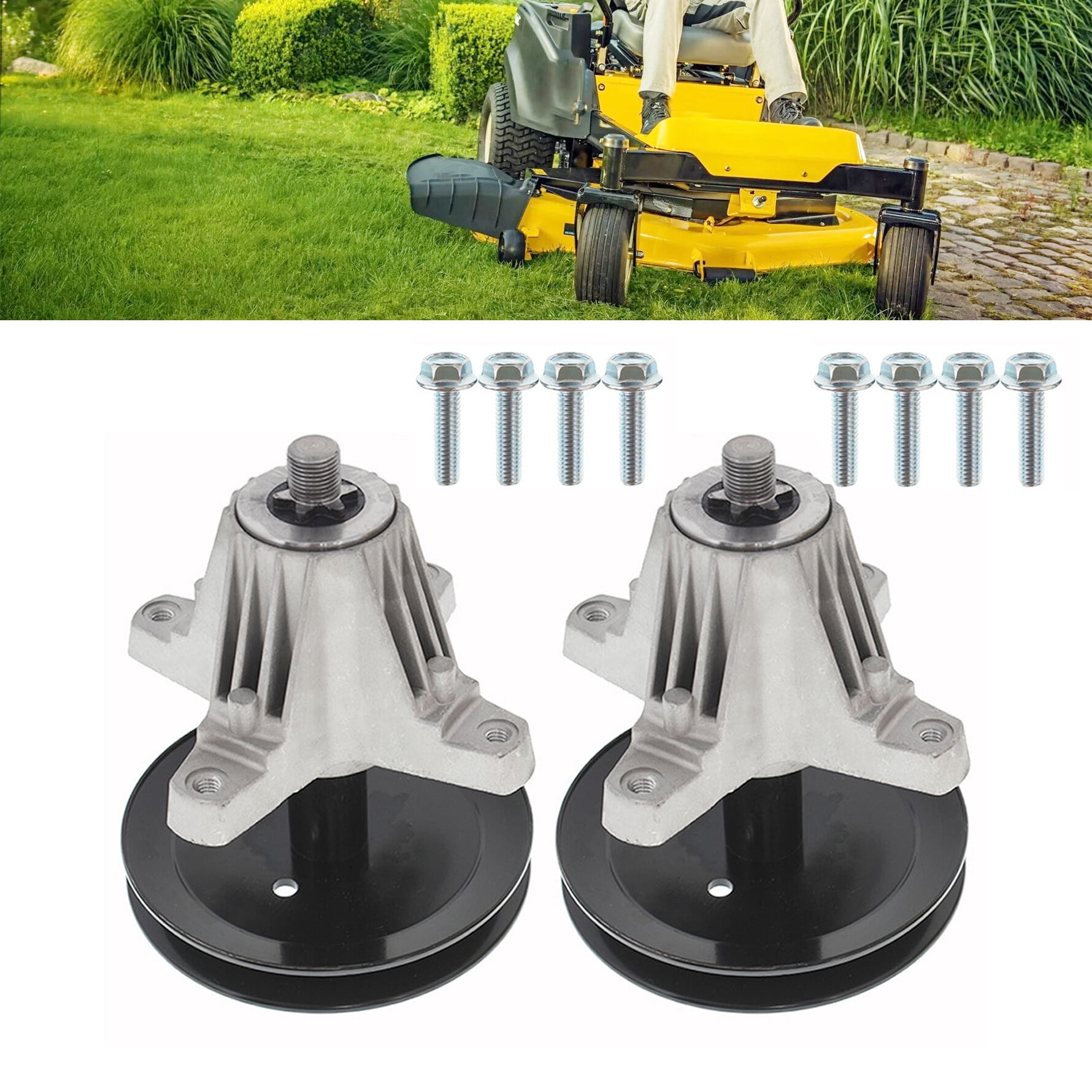 munirater 2-Pack 918-06991 Spindle Assembly W/Pulley Bolt Replacement for Troy Bilt MTD 42In Deck Lawn Mower Replaces 918-06991 618-06991