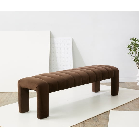 SAFAVIEH Couture Bellisima Solid Tufted Velvet Modern Bench, Dark Brown