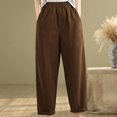 thumbnail image 6 of ClodeEU Women Harem Pants, Elastic Waist, Solid Color Relaxed Fit, Comfortable Trousers Coffee,Womens Plus L, 6 of 8