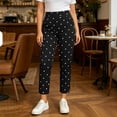 thumbnail image 2 of QSAWXQZ Women's Polka Dot Jogger Pants Elastic Waist Yoga Tapered Pants with Pockets M, 2 of 6