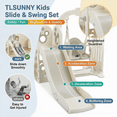 thumbnail image 6 of TLSUNNY 5-in-1 Kids Slide & Swing Set, Toddler Slide and Climber Playset with Basketball Hoop, Play Ball, Storage, for Backyard, Nursery, 6 of 12