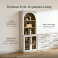 thumbnail image 5 of Mopio Blake Storage Cabinet with Hutch, Sideboard Buffet Cabinet with Storage, Kitchen Pantry Cabinet, Coffee Bar Station, Trophy Display Case, Display Cabinet for Living Room (Acrylic, White), 5 of 9