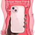 thumbnail image 3 of JETech Cute Case for iPhone 15 6.1-Inch, Wave Frame Curly Shape Shockproof Phone Cover for Women and Girls, Clear Hard PC Back (Pink), 3 of 7