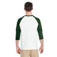 thumbnail image 3 of GILDAN G570 ADULT HEAVY COTTON 5.3 OZ. 3/4-RAGLAN SLEEVE T-SHIRT, S, WHITE/ FOREST, 3 of 4