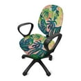 thumbnail image 2 of ZUXONGSY Palm Leaf Office Chair Cover Set of 2 Piece Universal Desk Swivel Chair Cover Protective Stretch Decorative Fabric Cover with Elastic Bands Gifts for Friends and Family, 2 of 7