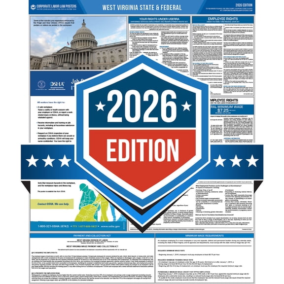 Corporate Labor Law Posters :: 2026 West Virginia State & Federal Labor Law Posters - All in one [Plain Paper-English]