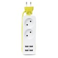 thumbnail image 1 of Power Strip 1200W Extensión eléctrica Socket Office Hotel 4 Puertos Teléfono Móvil USB Cargador Viaje Adaptador de carga Home Suministros 2 Socket, Blanco Kearding HA010016-03B, 1 of 6