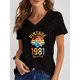 thumbnail image 5 of Camiseta Vintage con cuello en V para mujer, Tops holgados con estampado de año de cumpleaños, camiseta de manga corta para mujer, camiseta Harajuku de verano 1980 a 1989, 5 of 5