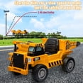 thumbnail image 4 of 12V 4WD Kids Ride-On Dump Truck - Battery Powered Construction Vehicle - Electric Dump Bed & Remote Control - Shovel & Music Player - Interactive Features, 4 of 7