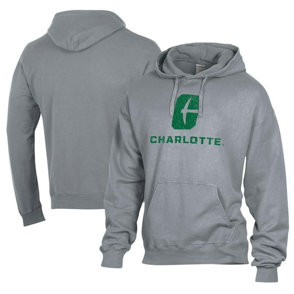 Men's Comfort Wash  Gray Charlotte 49ers Lightweight Fleece Pullover Hoodie