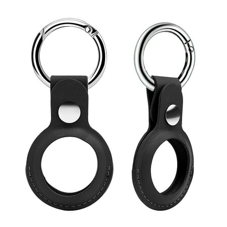 Key Chain Ring Cover Snap Closure Protective Leather Case for AirTag