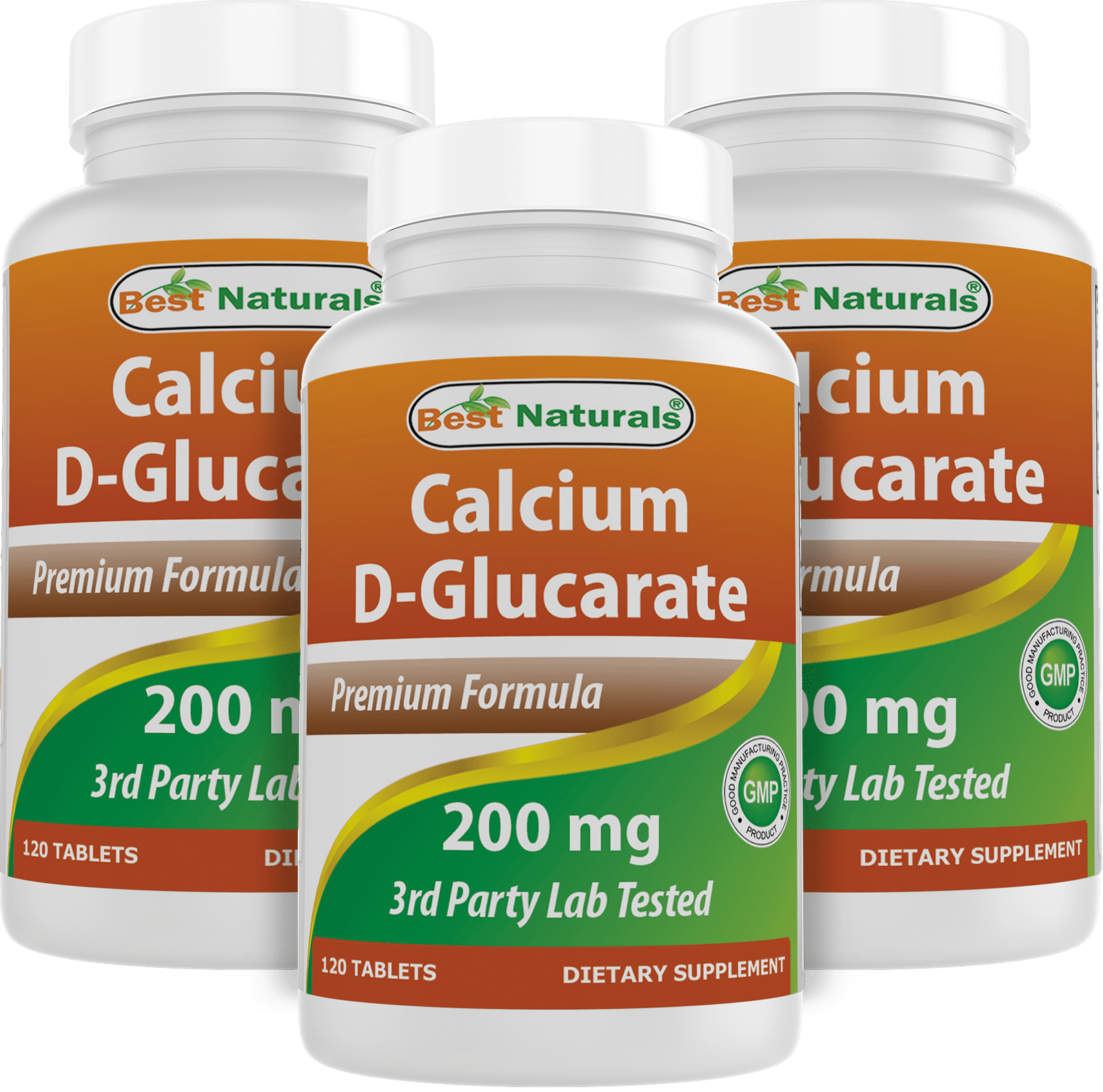 3 Pack Best Naturals Calcium DGlucarate 200 mg 120 Tablets