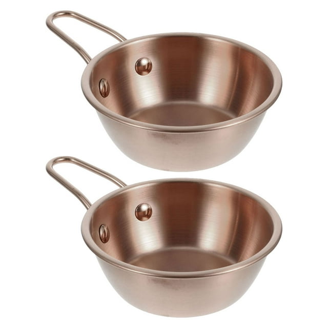 Shisuyan 2 Pcs Camping Bowls Stainless Steel Rose Gold Round Simple Design For Korean Cuisine 10.8cm