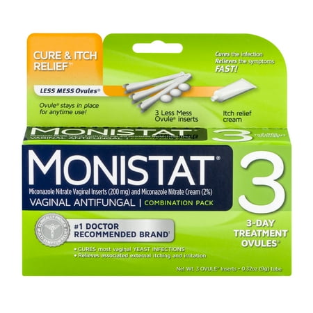 Feminine Relief - Monistat 3 Vaginal Antifungal 3-Day Treatment Ovules Cure & Itch Relief