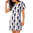 thumbnail image 2 of Fotbe Seahorses and Hearts Bata de Dormir para Mujer con Estampado, Camisón de Algodón de Manga Corta, Ropa de Dormir Casual, 2 of 6