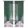 thumbnail image 3 of Green Christmas Sheer Curtains 72 Inches Long 2 Panels Set, Window Sheer Curtains for Living Room/Bedroom, Christmas Tree Xmas Snowflake Light Filtering Rod Pocket Curtain 52'' x 72'' x 2, 3 of 7