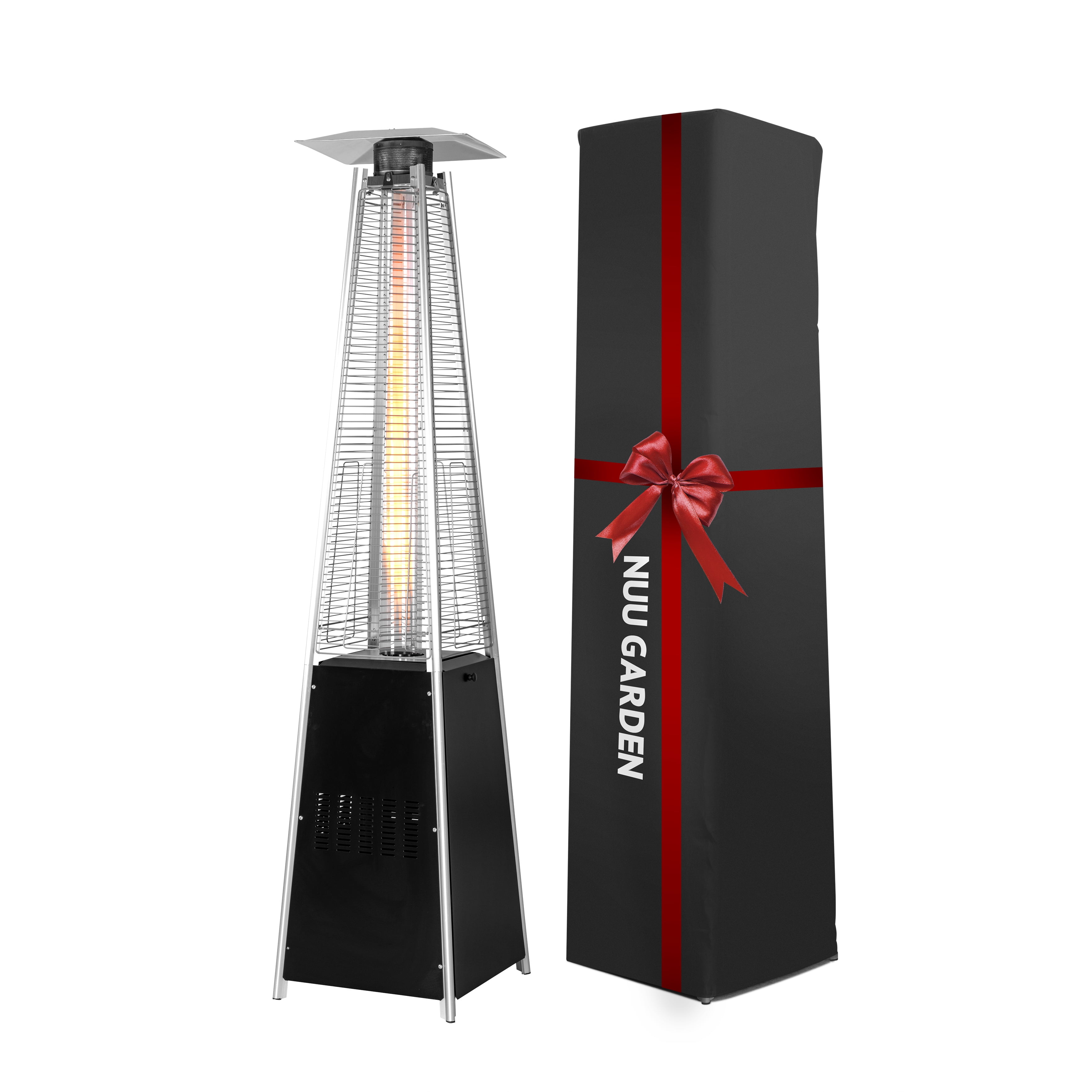 Nuu Garden Pyramid Patio Propane Heater with Cover, 48000 BTU Steel