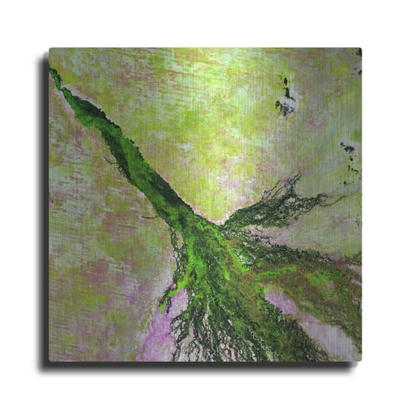 Luxe Metal Art 'Earth as Art: Okavango Delta,' Metal Wall Art, 24"x24"