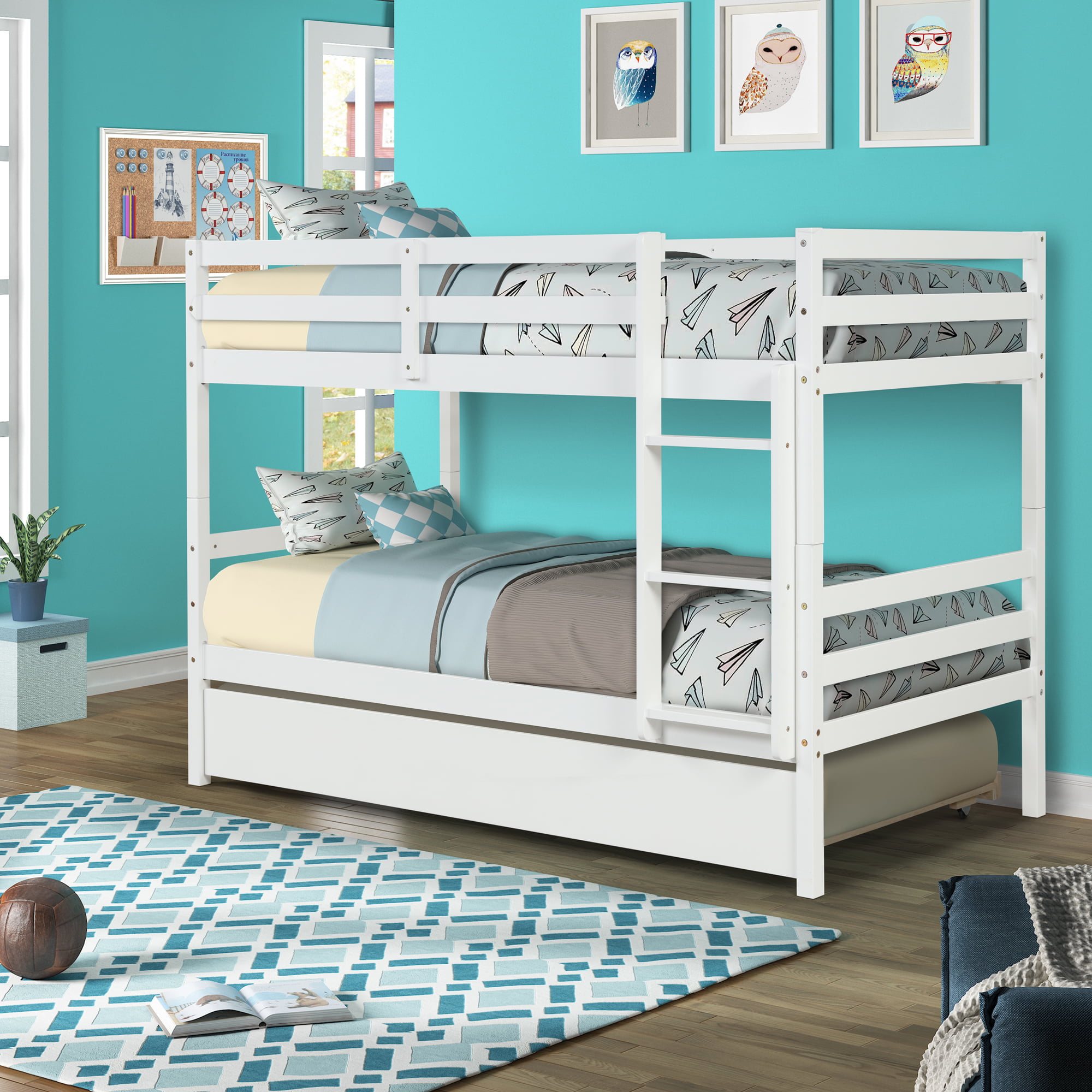 Twin Bunk Bed With Ladder, Roll Out Bunk Beds