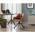 thumbnail image 2 of Guyou Modern Swivel Office Chair No Wheels, PU Leather Upholstered Desk Chair Armchair with Black Metal Legs for Living Room Bedroom Home Office, Brown, 2 of 10