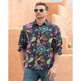thumbnail image 3 of Camisas de discoteca de los años 70 para hombre, camisas casuales, camisas florales vintage de manga larga, cárdigan con solapa de botones, camisas de gran tamaño para hombre, 3 of 4