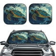 thumbnail image 2 of Naloa Surfing Turtle Print 2-Piece Windshield Sunshade,Foldable Car Front Window Sun Shades,for Most Sedans SUV Truck-Small, 2 of 6