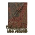 thumbnail image 2 of Pashmina Scarf Rave Women Scarves Luxury Paisley Shawl with Fringe Reversible Large Blanket Wrap 78.5" X27.5"(Olive Green), 2 of 9