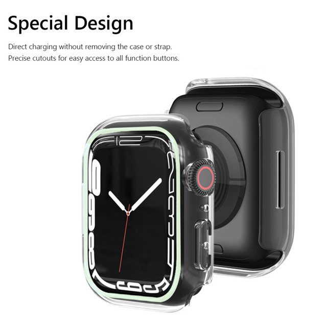 Kuymtek Marco de la caja de la pulsera luminosa Cubierta de la carcasa del reloj para iWatch 7 41 mm (Blanco)