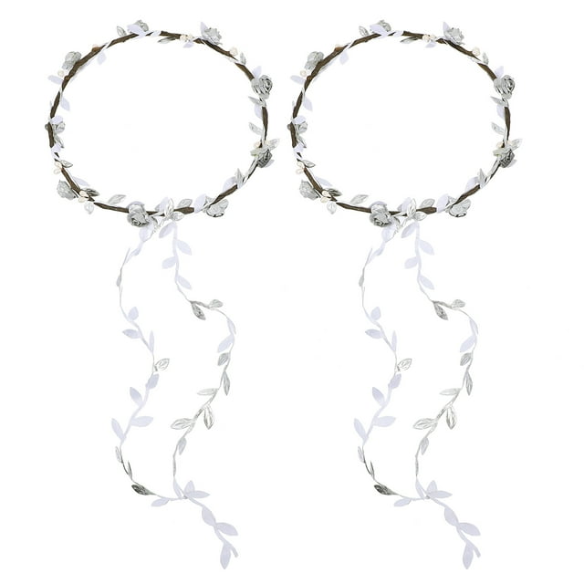 MasteelfCA 2 Pcs Guirlande de Tête Coiffe Serre-Tête Fleur de Mariée Bandeau de Mariage Bande pour Cheveux Fleur