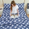 thumbnail image 2 of Bedmoon Soft Microfiber Adult Bed Sheet Set with Deep Pocket,3 Piece Twin Sheet Set,Navy Floral, 2 of 5