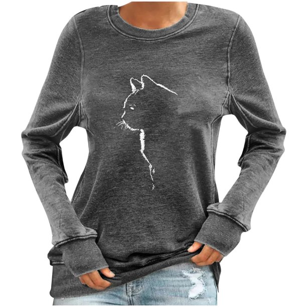 Camiseta de manga larga con cuello redondo para mujer a la moda, blusa con estampado de otoño, sudadera Fridja czfsfas2117