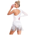 thumbnail image 2 of Oyolan Women's Ballroom Dance Outfit One Shoulder Fringed Tango Salsa Latin Dance Dress Ivory XXL, 2 of 5