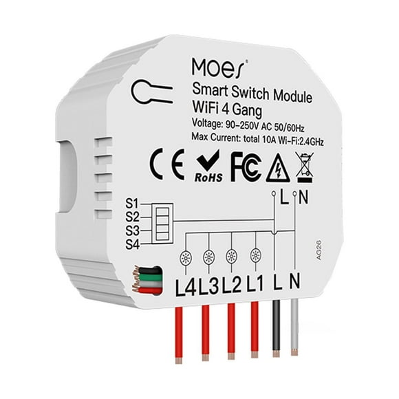 4 Gang Wi-Fi Switch Module Wi-Fi Intelligent Light Switch Voice Control APP Remote Control Share