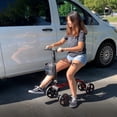 thumbnail image 4 of Tuffcare Smooth Seated Knee Scooter, Slow Propelled Steerable Mobility Knee Walker Crutches, Wheelchair Alternative with Dual Brakes, Fits Height of 5’2”-6’3” (Solid Rubber Tires, Candy Apple Red), 4 of 8