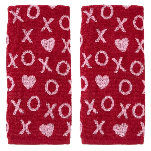 Juego de toallas de mano SKL Home Valentines Day Xs y Os Jacquard