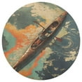 thumbnail image 3 of Colorful Kayaks Glide Across The Lake Soft Bedroom Round Area Rug, Washable Cute Nursery Circle Throw Mat, Non-Slip Contemporary Small Low Pile Floor Carpet for Dorm Bedside, 3 of 6