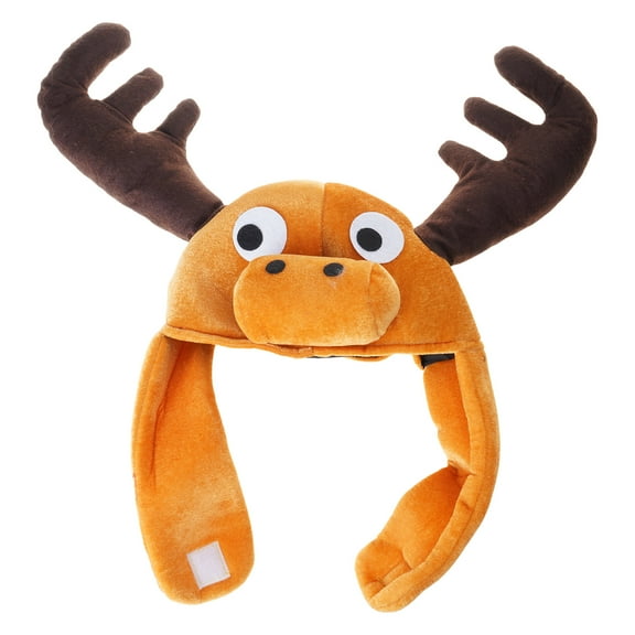 Warm Plush Moose Hat Headcover Hat for Kids and Adult Warm Winter Headwear Holiday Accessories Headpiece