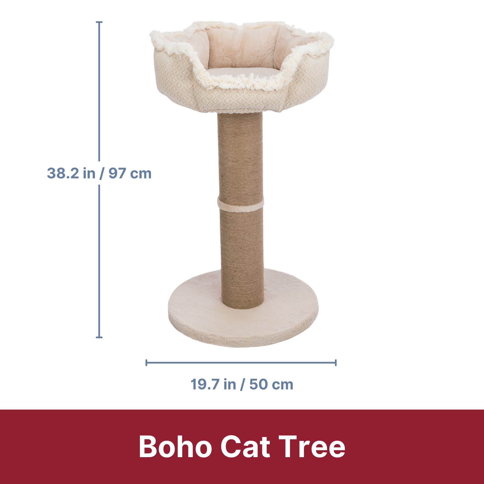 TRIXIE Boho Cat Tree, 38.2" Tall, Beige